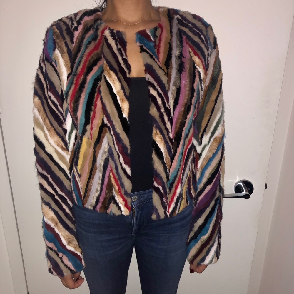 Alice & Olivia Fur Crop Coat-New With Tags-Large